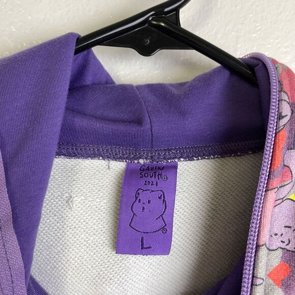 Gilf Gavin X ByBimsee Purple Full Zip Cat Hoodie Gavin South AOP Men Large - Picture 8 of 9